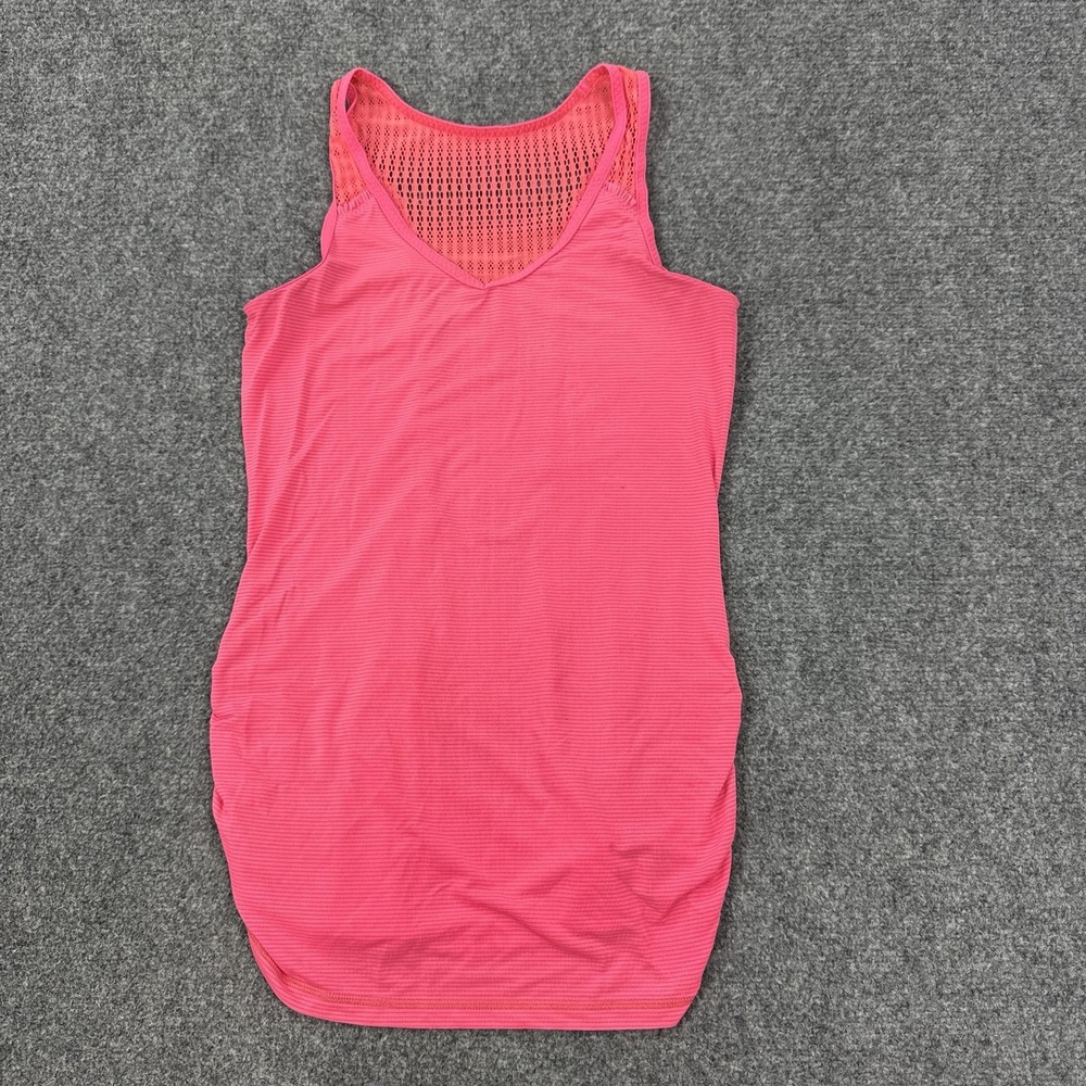 Lululemon Tank Top Womens Small Pink V Neck Mesh‎ Back Ruched Athletic Gym Yoga